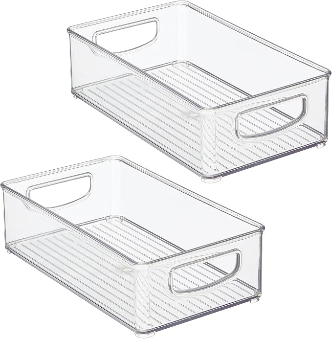 iDesign Stackable Pantry Bin with Handles, Set of 2, Clear | Kitchen Storage, Made in USA