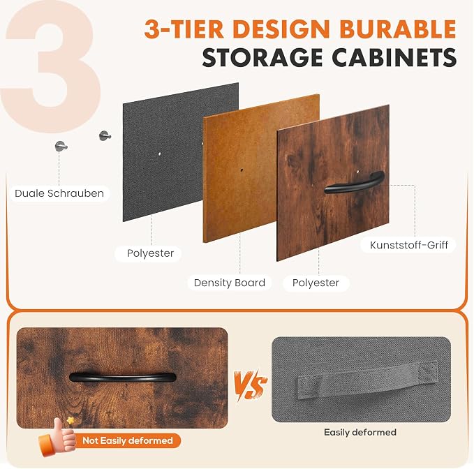 Sweetcrispy 5 Storage Drawer Bedroom Dresser, Tall Dresser for Organizer | Chest of 5 Drawers for Home Storage, Narrow Nightstand, Durable Clothes Oragnizer, Sturdy Frame and Wooden Top, Brown