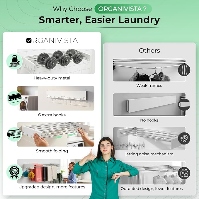 Wall Mounted Drying Rack Foldable for Laundry Clothes Drying Rack 28"