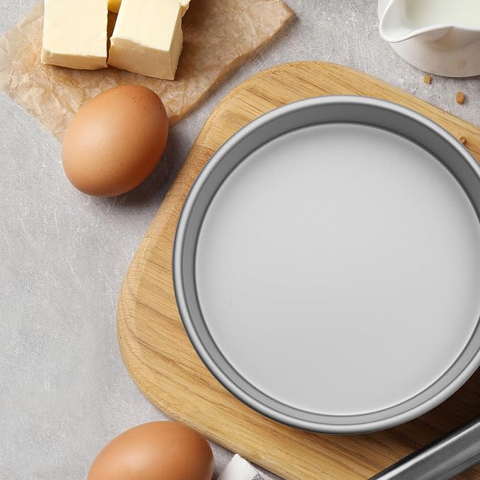 LAST CONFECTION 7 x 4 Inch Round Cake Pans, Set of 2 Anodized Aluminum Cake Pans Baking Tins
