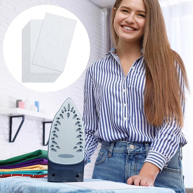 Briwooody 30 Pcs 6 x 10 Inch Hot Iron Cleaner Sheets Faultless Cream Stainless Steel Soleplate Iron Cleaner Kit Lining Cloth