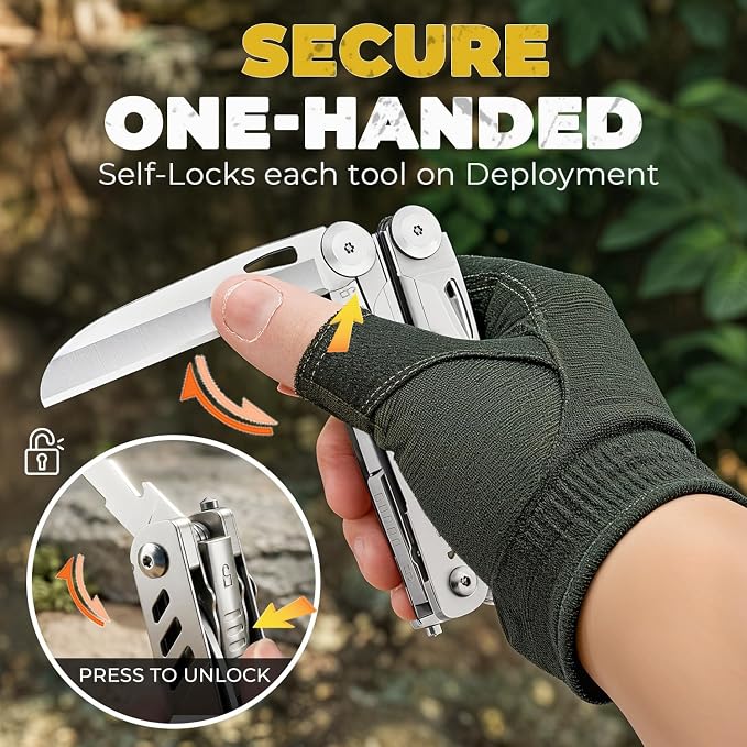 21-in-1 Multitool Pliers with Self-Locking, Pocket Knife & Clip | Stainless Steel, Cutters, Glass Breaker, Screwdriver for Outdoor Camping, Survival, DIY, Emergency – Handy Edc Gift for Men