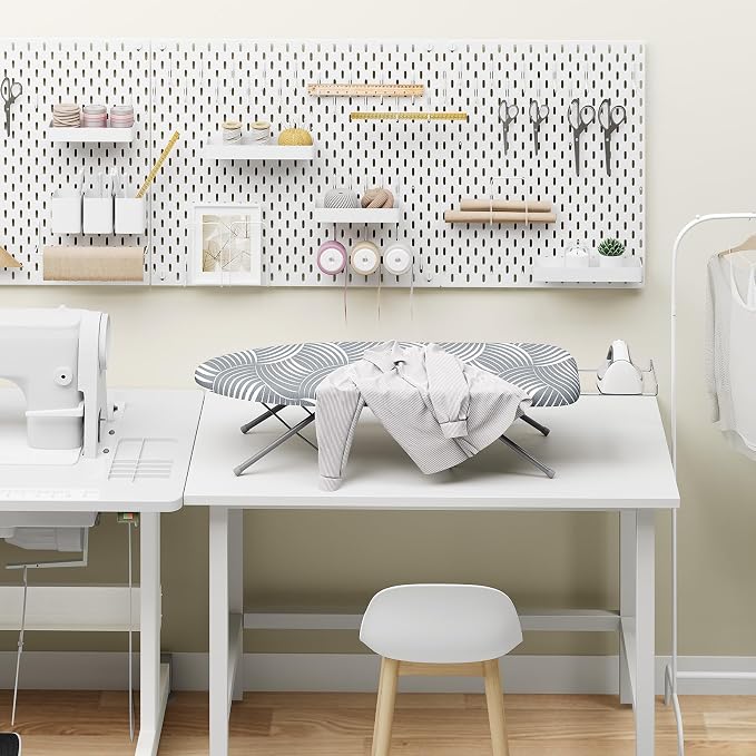 KINGBOARD Small Ironing Board with Iron Rest, Extra Thick Cover 30x12 Grey | Tabletop Ironing Board with Non-Slip Feet, Portable Folding Iron Board with Heat Resistant Cover for Travel Small Space