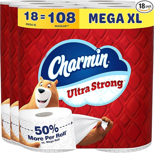 Charmin Ultra Strong Toilet Paper, 18 Mega XL = 108 Regular