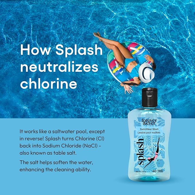 Splash Swimwear Natural Liquid Laundry Detergent, Wetsuit Cleaner 3 x 9.5oz | Chlorine-Neutralizing Swimsuit Wash Removes Chlorine, Salt & Sunscreen Buildup, with Gentle Plant-Based Care for Swimwear