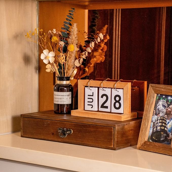 Wooden Drawers Organizer Solid Desktop Drawer Storage Box Organizer | Office Organization for Countertop Table To Store Mail, Phone, Suppliers, Glasses (Wood)