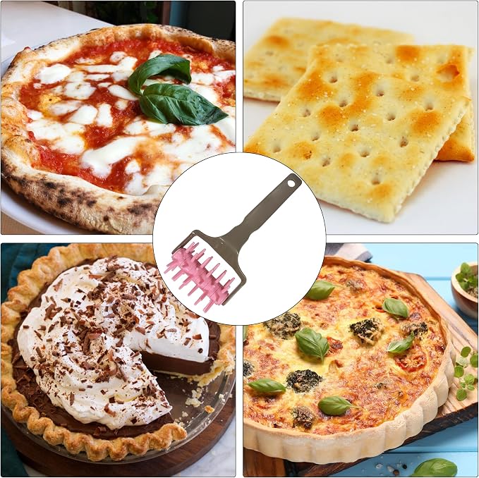 Dough Docker Roller, Dough Roller for Home and Kitchen Use, Pizza Pin Hole Maker Pastry Pizza Docking Tool for Pizza, Cookies, Pies, Pastries, Bread, and Crusts
