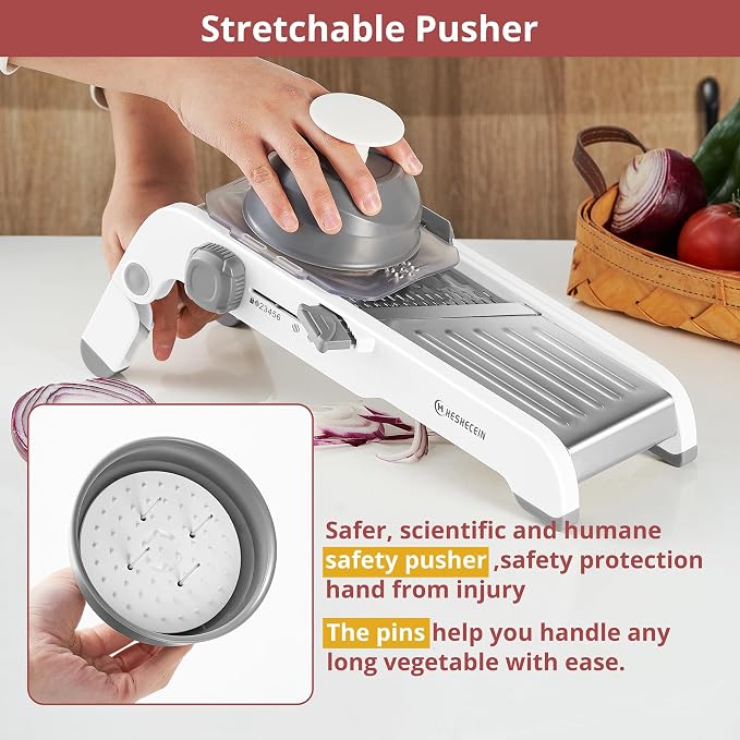 24-In-1 Mandoline Slicer for Kitchen with Waffle Fry Cutter Blade,Adjustable Kitchen Mandoline Slicer,Food Chopper,Safe Mandoline Food Slicer,Mandolin with Waffle Fry Cutter-Grey