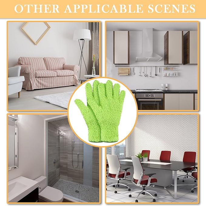 Patelai 3 Pairs Microfiber Plant Dusting Gloves Leaf Cleaning Gloves for Indoor Plants, Blinds, Furniture, House (Green Yellow,Water Blue,Pink,Small)