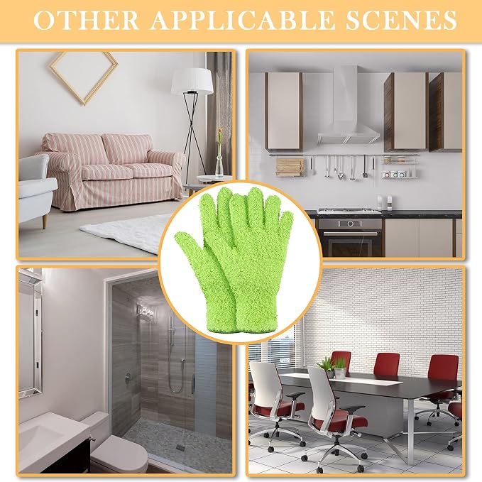 Patelai 3 Pairs Microfiber Plant Dusting Gloves Leaf Cleaning Gloves for Indoor Plants, Blinds, Furniture, House (Green Yellow,Blue,Pink,Medium)