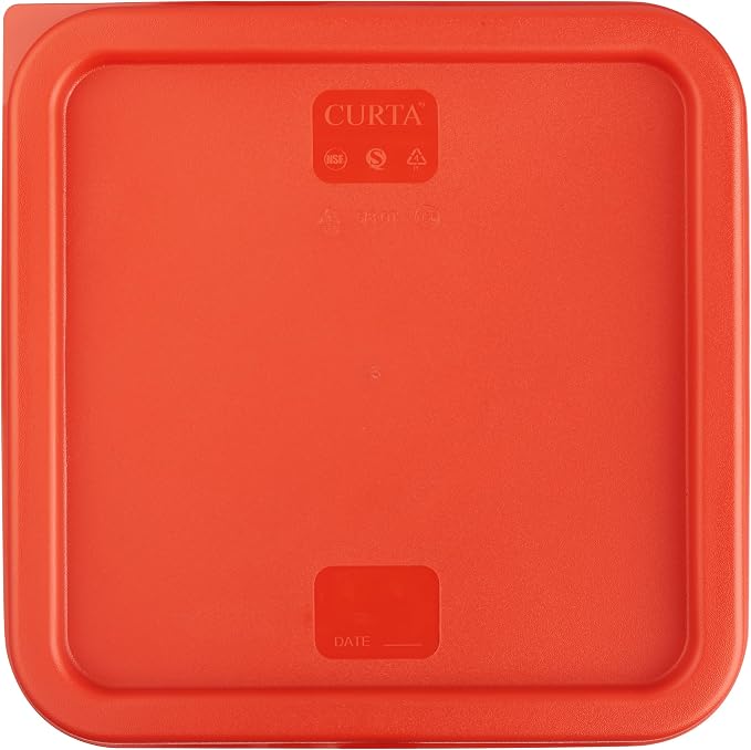 CURTA 8-Pack 6 Qt NSF Clear Polycarbonate Food Storage Containers with Red Lids - Square, Commercial-Grade, Freezer & Dishwasher Safe, Stackable