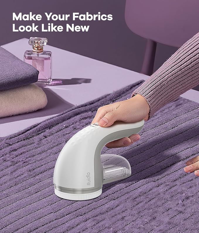 Ruidla Lint Remover, Fabric Shaver for Clothes and Furniture | Sweater Shaver with 6-Leaf Blades & Safety Lock, Lint Shaver Fabric Shaver 4 Times Efficiency to Remove Pilling(Grey)