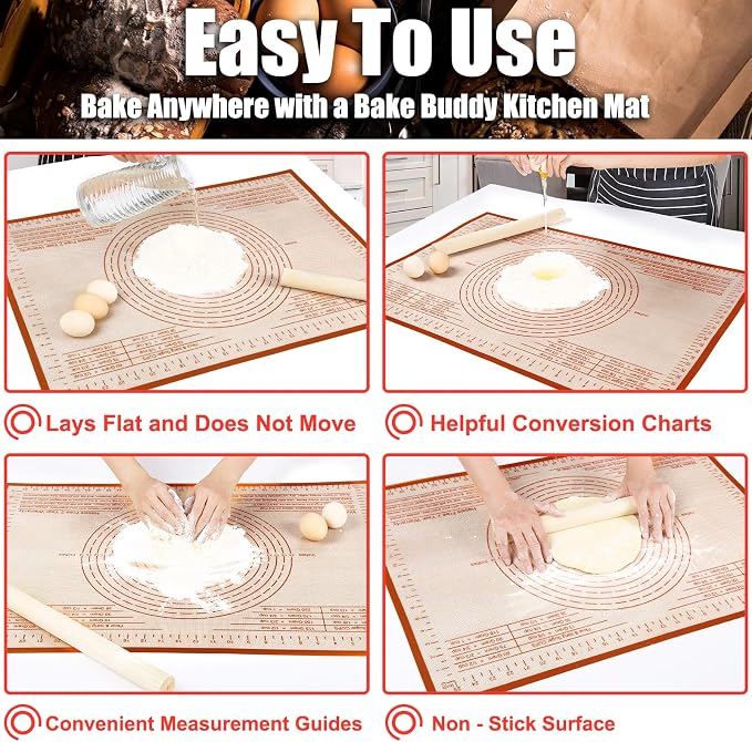 Silicone Pastry Mat 36X24 inch Baking mat Perfect for Dough, Pastry, Pie Crust, Fondant, Cookies, Bread, Pasta/Pizza,Pastry Board, Kitchen Counter Mat