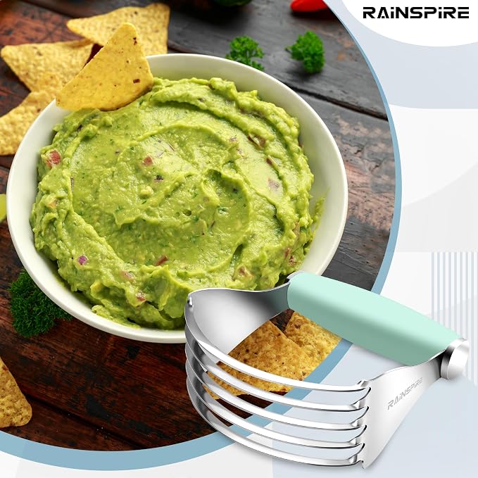 Rainspire XL Pastry Cutter For Baking, Heavy Duty Pastry Blender Stainless Steel, Thick Sharp Blades Dough Blender, Dough Cutter Butter Cutter Pastry for Easy Mixing, Dishwasher Safe (Mint Green)