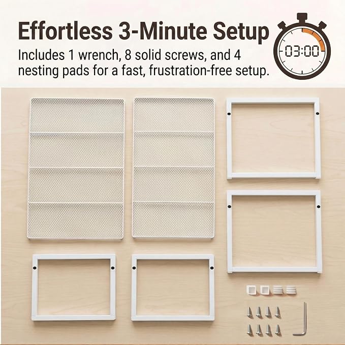 Set of 2 Cabinet Organizers 16.1''W 44 LBS Load Capacity Heavy Duty Kitchen Pantry Shelves Counter Countertop Storage Racks