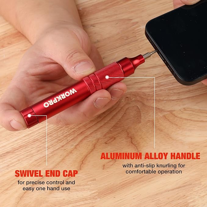 WORKPRO 24 in 1 Multi Bit Mini Screwdriver Set Magnetic, Red | Manual Pen Screwdrivers, Tough S2 Steel Small Screwdriver Bits for Eyeglass, Watch, Laptop, Phone, Jewelry and Electronic