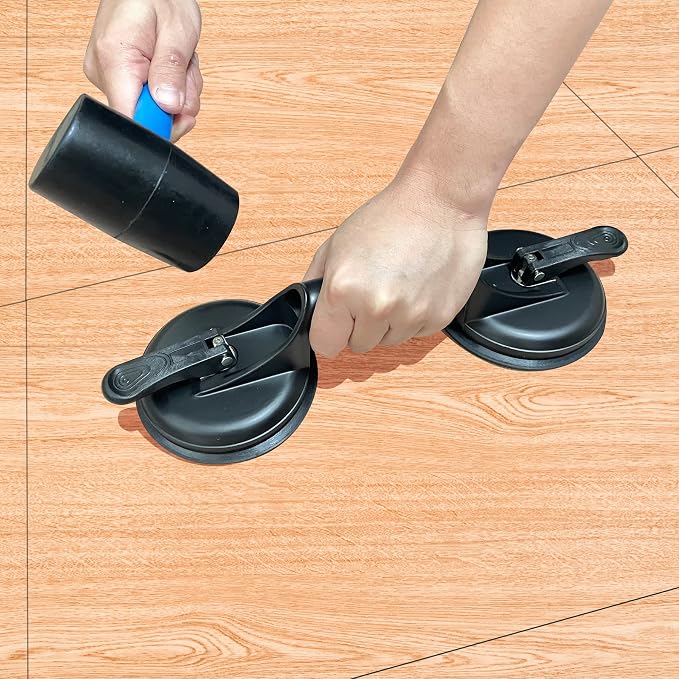 FCHO Floor Gap Fixer Tool for Laminate Floor Gap Repair Include Suction Cup and Mallet (Can't use on scraped surface floor) | Vinyl Floor Gap Repair Tool With Suction Cup Mallet Can't use on scraped surface floor, Smooth Surface Use