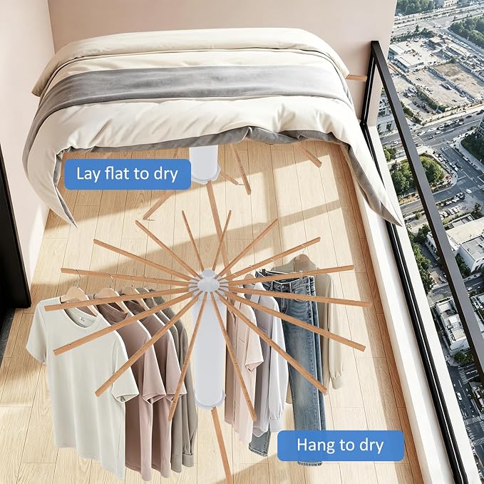 Tripod Foldable Clothes Rack,Garment Rack Portable with Collapsible Design | Drying Rack Clothing with No-Tool Assembly, Freestanding Laundry Drying Rack, pace-Saving for Bedroom, Laundry Room,Balcony