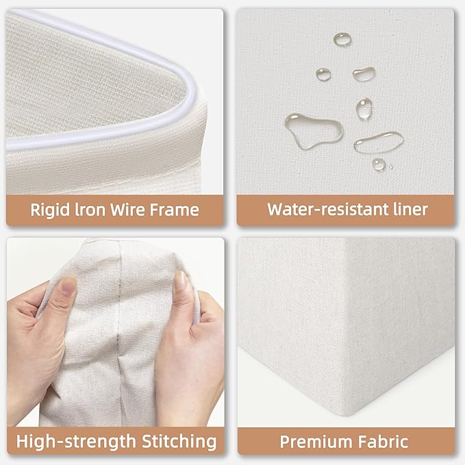 STORAGE MANIAC 1-Pack Large Laundry Hamper, 100L (26.4 Gal) Collapsible Laundry Basket with Bamboo Handles, Freestanding Waterproof Clothes Hamper for Laundry Room, Bedroom, Dorm, Towels, White