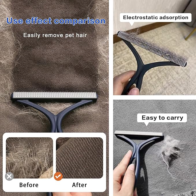 3-Pack Pet Hair Removal Tool, Dog & Cat Hair Remover, Carpet Rake | Fur Removal Tool, Portable Carpet Scraper, Pet Hair Brush, Carpet Rake for Pet Hair Removal, Car Cushions, Sofas, Rug