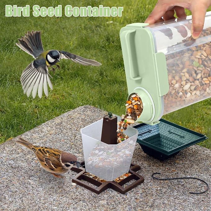 5 Lbs Dog Cat Food Storage Container with Collapsible Dog Bowls for Travel, Portable Pet Food Storage Container, Easy-Pouring Bird Seed Dispenser, Airtight Rice Cereal Oatmeal Flour Holder -Green | Portable Cat Food Containers with Collapsible Bowl 10 ...