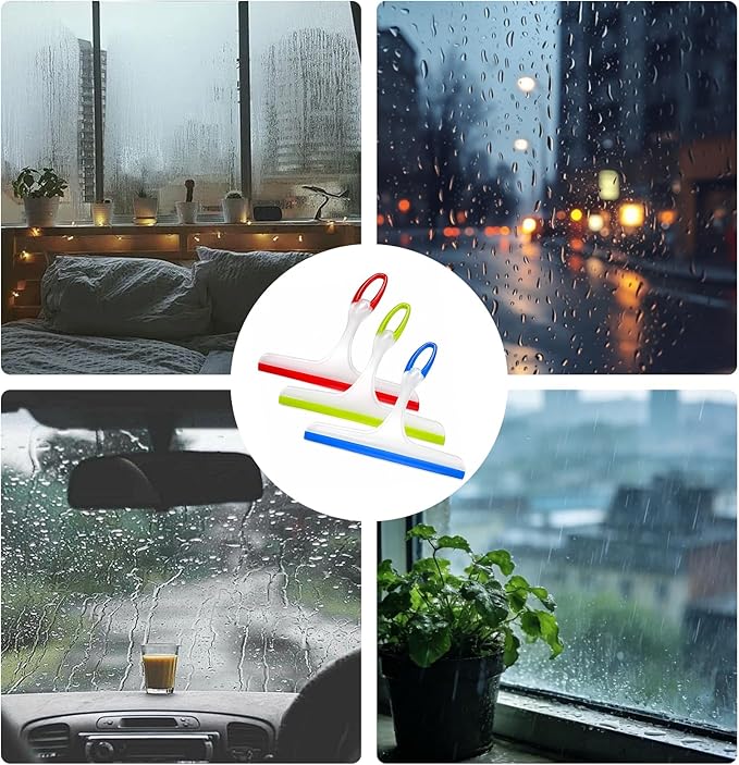 Shower Squeegee for Glass Doors, 3pcs Bathroom Squeegee for Shower Cleaner Squeegee, Window Cleaning Squeegee Glass Shower Door for Car Window Wiper Mirror Windshield