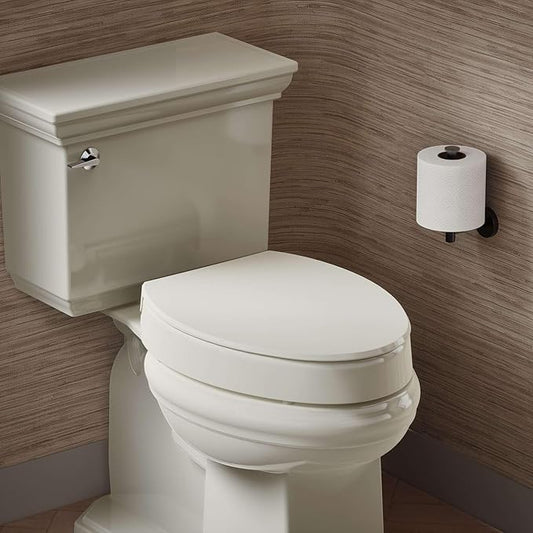 KOHLER 25875-0 Hyten 3" Height, Elevated Soft Close Elongated Toilet Seat, Contoured Seat with Grip-Tight Bumpers, Quick-Attach Hardware, No Slam Toilet Seat, White (Pack of 2)