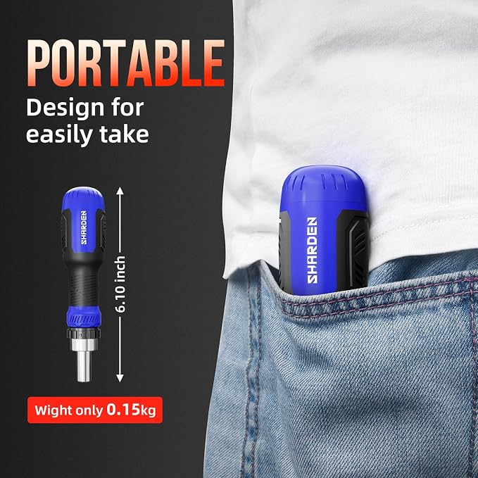 26-in-1 Ratcheting Screwdriver Set Multi Screwdriver Tool Kit | All in 1 Ratchet Screwdriver, 12 Double Ended CRV Bits Phillips Slotted Torx Hex, Portable Tool for Home Bike Computer Repair