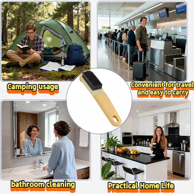 Ergonomic Clothes Soft Bristle Laundry Brush, Milk Yellow, ABS+PBT Material, Hanging Design, Portable Hand-Held Cleaning Tool with Comfortable Grip for Garments, Shoes, Household (Yellow, S)