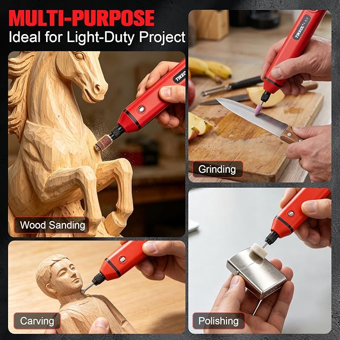 Mini Cordless Rotary Tool, Multi-Purpose Power Rotary Tool Kit (Red) | 67 Accessories, Variable Speed， USB-C Charger, for Engraving, Sanding, Polishing, Grinding, DIY Crafts