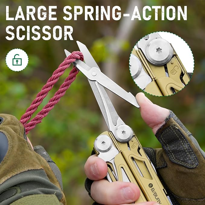 BIBURY Multitool Pliers with 440A Knife & Full Size Scissors, BI2045D | 31-in-1 Multi Tool with Replaceable Wire Cutters, Self-locking EDC Tool with Sheath, Ideal for Outdoor, DIY, Gift for Men