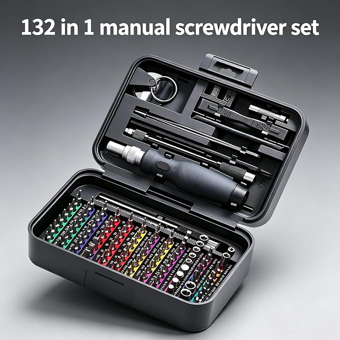 Succulent 132-in-1 Mini Precision Screwdriver Set, Color-Coded Manual Magnetic Tool Set, 132 Repair Accessories for iPhone, Mac, iPad, Tablets, Consoles, Glasses, DIY Electronics Repair,