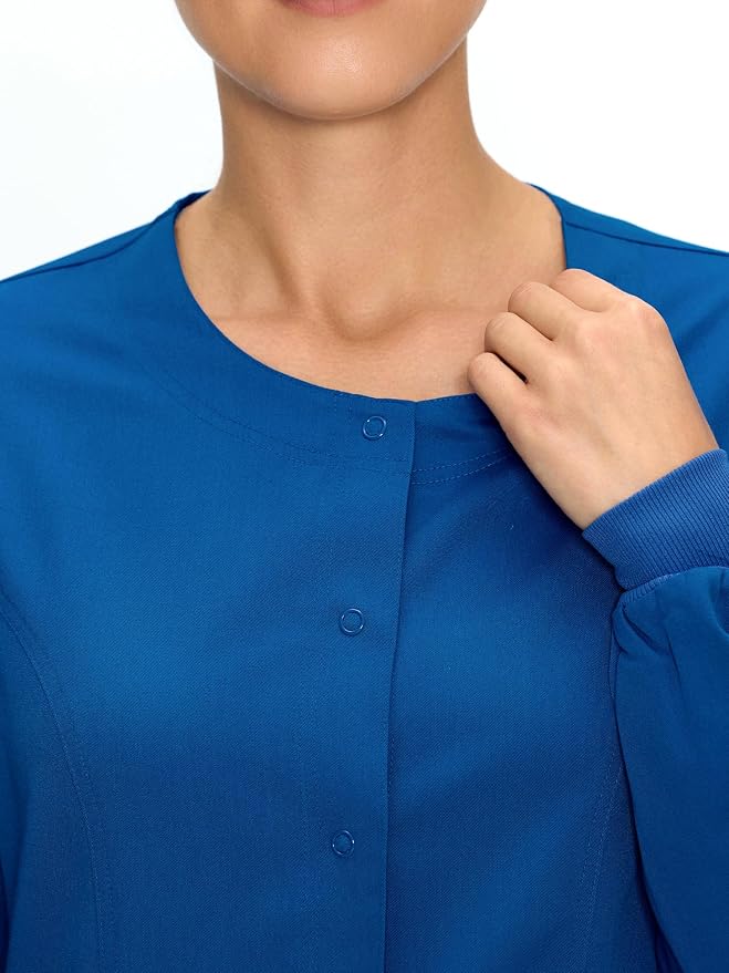 COZYFIT Scrub Jackets for Woman, Snap Front Nurse Jacket | 3 Pockets, Soft Fabric Layer, Easy Shift Layer, Easy Care, For Nurses, Clinics, Daily Medical Uniforms, Shift Wear