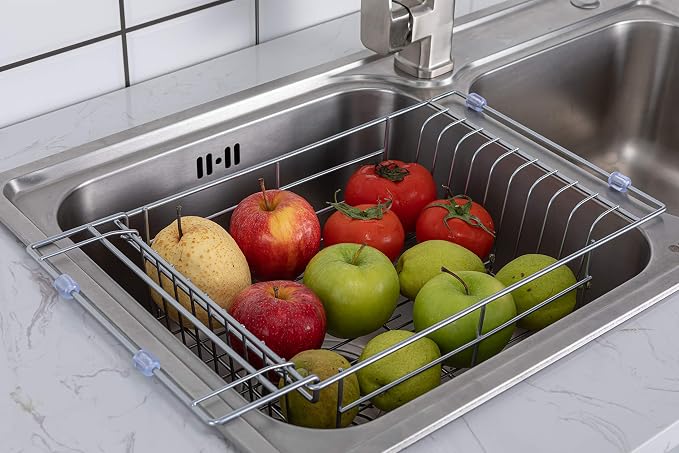 Premium Racks Expandable Over The Sink Dish Rack - 304 Stainless Steel - Durable
