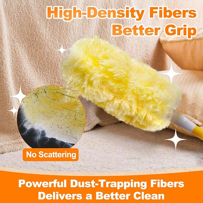 50 Count Heavy Duty Duster Refills Compatible with Swiffer Dusters | 360° All-Around Unscented Disposable Microfibre Dusters, Multisurface Indoor Cleaning for Fans, Blinds, Corners, Refills Only