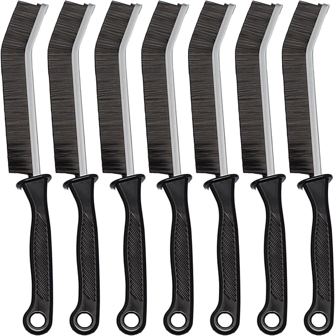 7 Pcs Hard Bristle Crevice Cleaning Brush Set - for Grout, Tight Spaces & Gap Cleaning, Deep Reach Narrow Scrubber Tools for Bathroom Tiles, Kitchen Sink, Window Tracks & Car Vents, Home Essentials