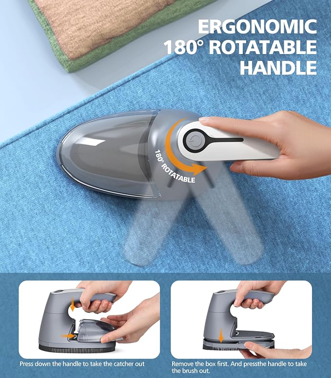 POPCHOSE Fabric Shaver, 6-Leaf Blades & Electrostatic Brush, Rechargeable | Lint Remover for Clothes, Sweater Shavers to Remove Pilling, Electric Lint Remover for Couch, Furniture, Fuzz