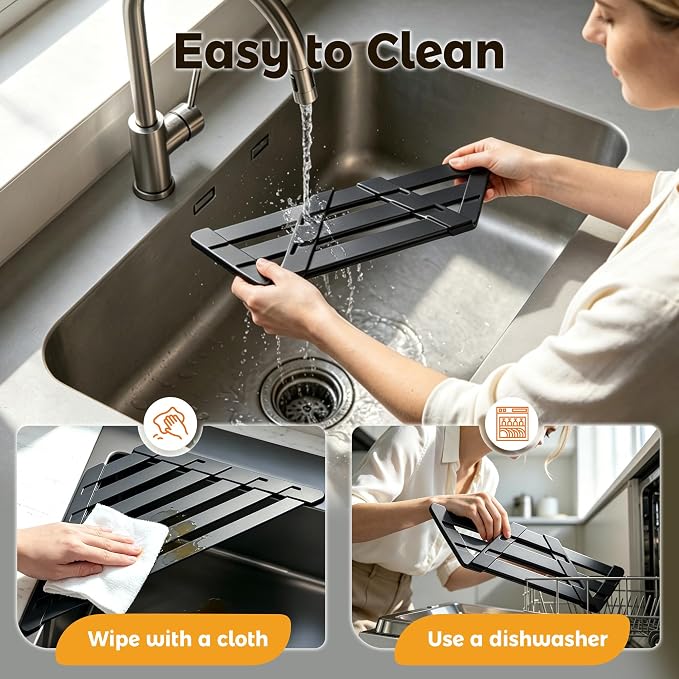 Sink Corner Drying Rack - Foldable Triangular Sink Sponge Holder, Dish Drying Rack Over the Sink, Kitchen Sink Accessories (Grey, 13.78" x 7.87")