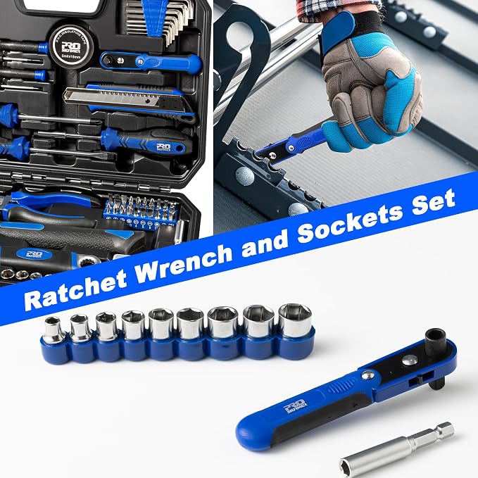 Prostormer 160-Piece Tool Set, General Household Tool Kit, Blue | Includes Portable Toolbox, Mixed Tools for Garage, Office, College Dorm, DIY & Everyday Repairs