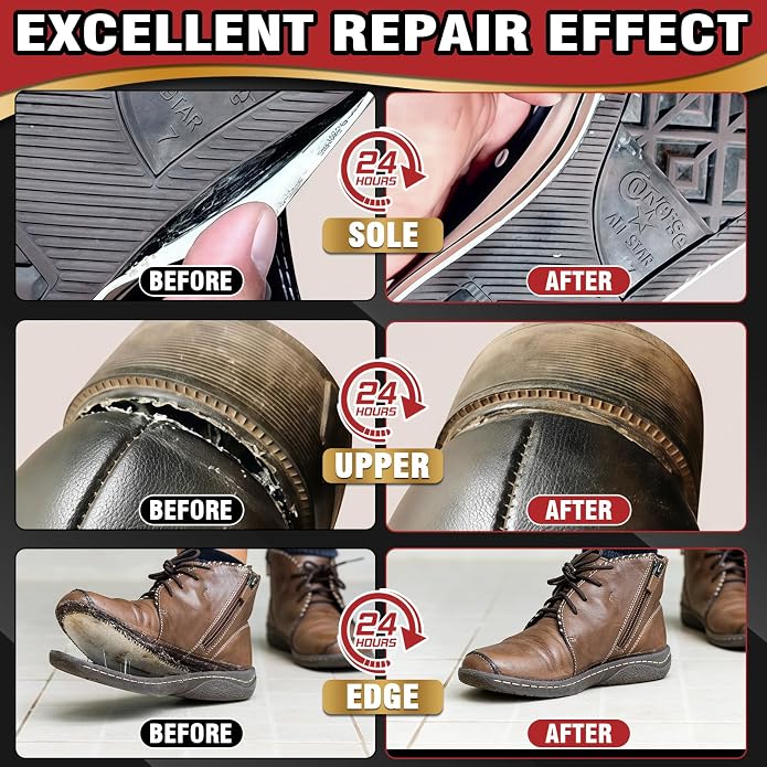 Shoe Glue, Shoe Glue Sole Repair Kit, Professional Shoe Sole Glue for Shoe and Sole Repair, Shoe Repair Glue for Boots, Sneakers, Heels, Hiking Shoes, Leather, Sneakers, Waterproof Clear Flexible