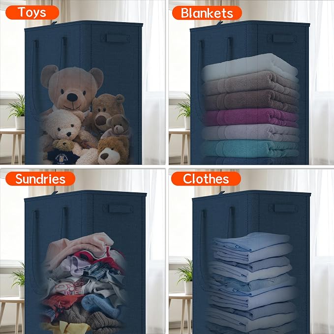 Slim Laundry Hamper with Wheels,20 Gal (75L) Rolling Laundry Basket with lid and wheels Clothes Hamper Foldable Tall Dirty Clothes Basket Sturdy Collapsible Clothes Hamper for Dorm,Laundry Room