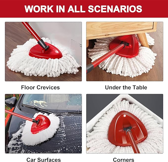 2 Pack Mop Replacement Heads for O-Cedar Spin Mop, Microfiber Spin Mop Refills, Easy Cleaning Mop Head Replacement Refill