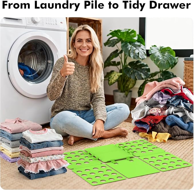 BoxLegend Shirt Folding Board - Easy & Fast Laundry Solution for Kids & Adults (Green & Blue) | Store-Perfect Folds in Seconds, Versatile for All Clothing Types, Covering Everyone's Laundry Needs