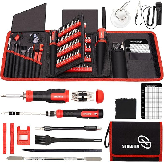 STREBITO 191-Piece Multi-Bit Screwdriver, Precision Screwdriver Set(Red) | 1/4'' Nut Driver Home Improvement Tool Electronic Repair Kit for Computer, Phone, Laptop, PC, Cell Phone, PS4, Xbox, Nintendo
