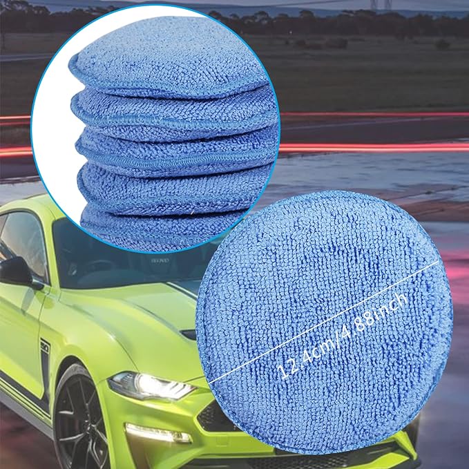 FONAROLL Wax Applicator Pads Polishing Pads Microfiber Applicator Pad for Car Wax and Polishing (Blue 12Pcs)
