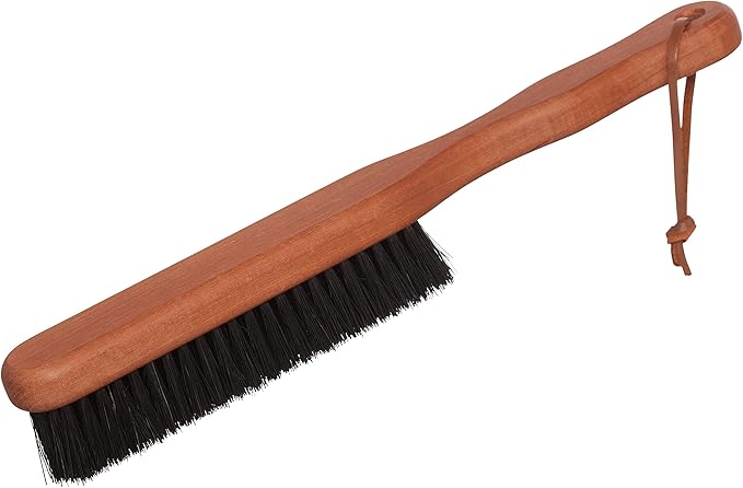 Redecker Clothes Brush with Pearwood Handle, 10-1/2 inches, Natural Bristles Clean Upholstery and All Types of Fabric Gently and Effectively, Hanging Loop for Storage, Made in Germany