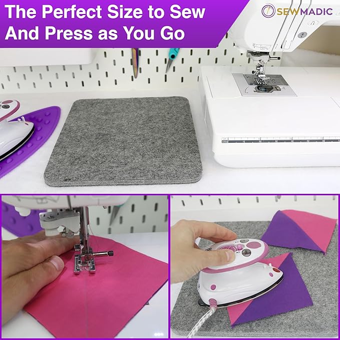Wool Pressing Mat 10 x 10 Inch (25.4cm x 25.4cm) – 100% New Zealand Wool Quilting Ironing Pad – Portable, Odorless, Double-Sided Ironing Mat for Sewing & Embroidery – Includes Silicone Iron Rest
