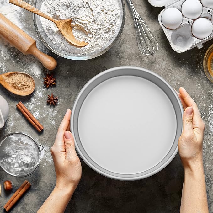 LAST CONFECTION 7 x 3 Inch Round Cake Pans, Set of 2 Anodized Aluminum Cake Pans Baking Tins