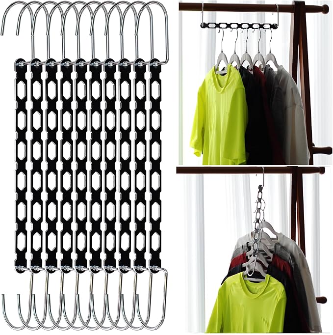 Metal Space Saving Hangers for Clothes, Collapsible Hanger Organizer 10Pack | Heavy Duty, Durable Material