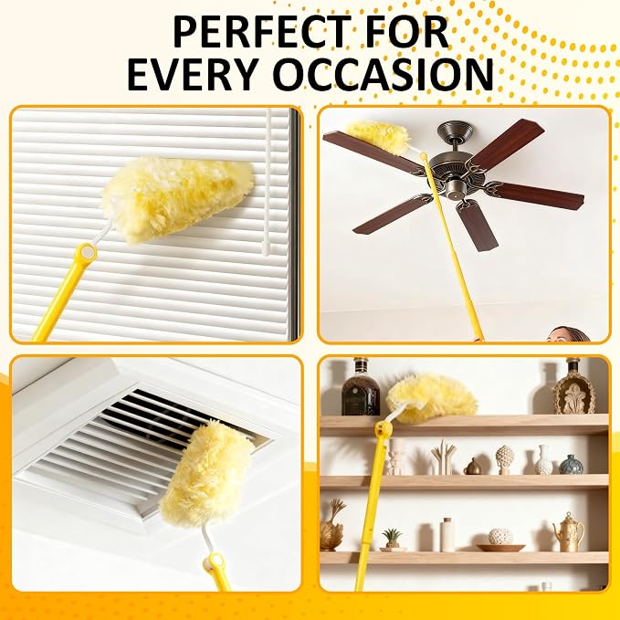 Duster Refills for Swiffer 100 Count with 1 Handle, Heavy Duty 4X Microfiber 360° Swivel Disposable Dusting Pads for Multi-Surface Cleaning - Unscented